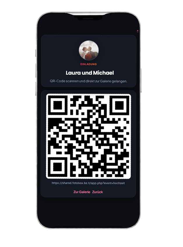 Vorschau der QR-Einladung auf dem Smartphone